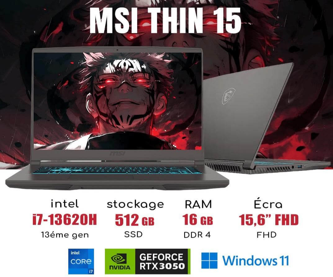 pc neuf MSI THIN 15 i7 13Th RTX 3050