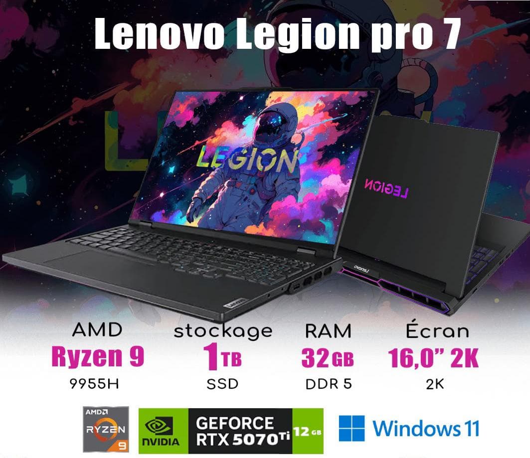 pc neuf LENOVO LEGION PRO 7 RYZEN 9 9955H RTX 5070