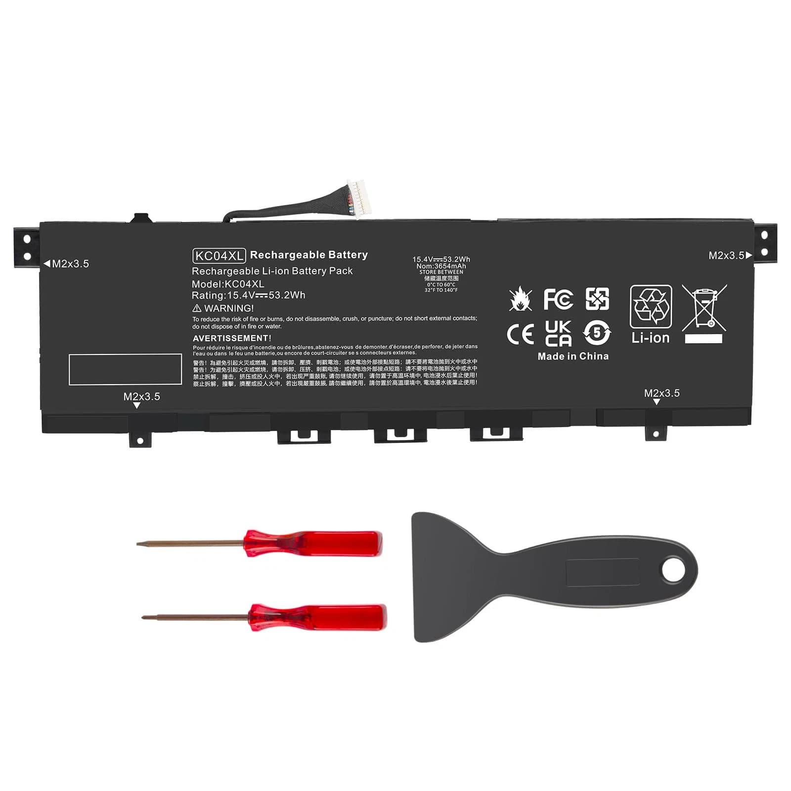 Battery KC04XL 15 4V/53 2Wh for HP Envy X360 Series Black