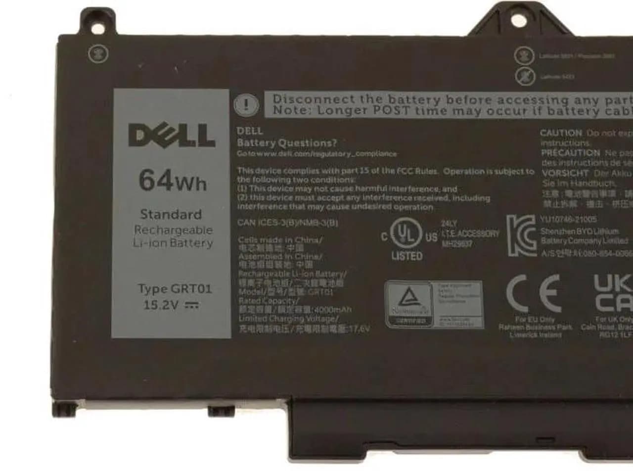 Dell GRT01 Battery 64Wh Li-ion for Latitude 0GRT01,0R05P0, 5421 / 5521 / 5531 & Precision 3561 Laptops