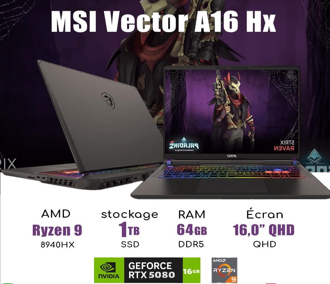 pc neuf MSI VECTOR A16 RYZEN 9 8940HX 5080