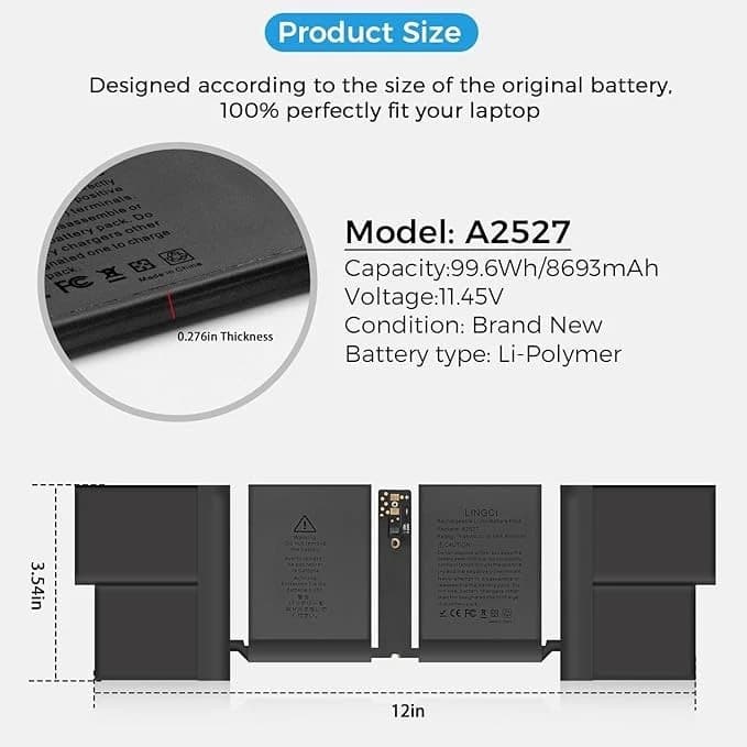 A2527 Batterie de remplacement neuve pour MacBook Pro 16" A2485 (2021