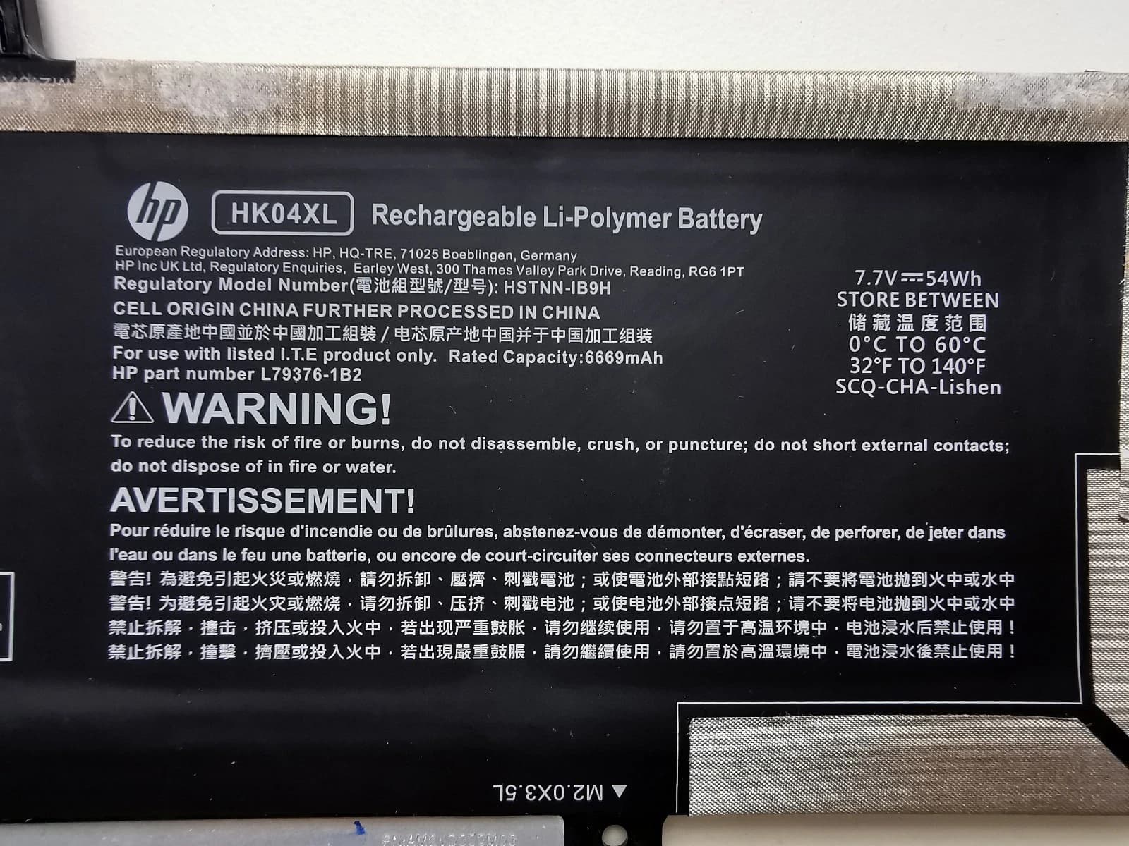 HP HK04XL 54Wh Battery 74% Health 8h Runtime HP EliteBook x360 1030 G8